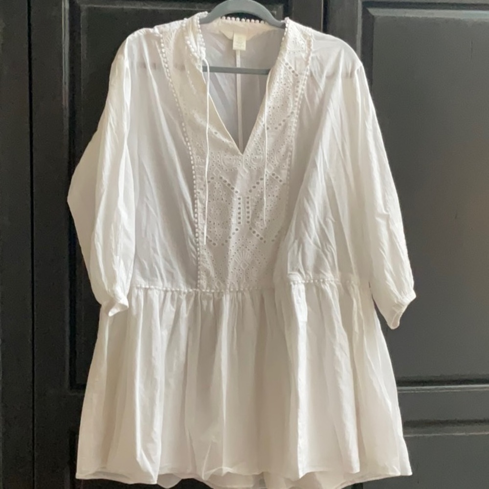 H&M White Embroidered dress size M NWOT